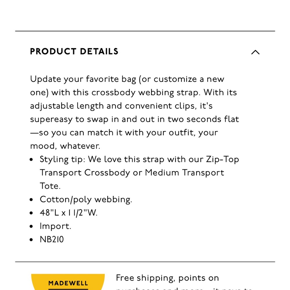 Madewell Black and White Crossbody Bag Strap - Picture 5 of 5